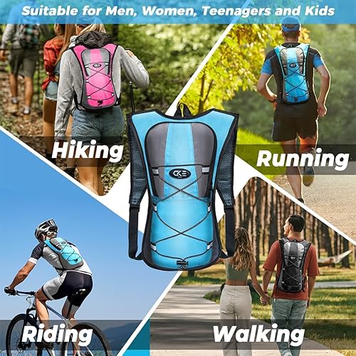 Miniatura 6 de Mochila de hidratación Mochila de hidratación Mochila de agua con bolsa de hidratación de 2 L (70 onzas) para hombres, mujeres, niños, para correr,
