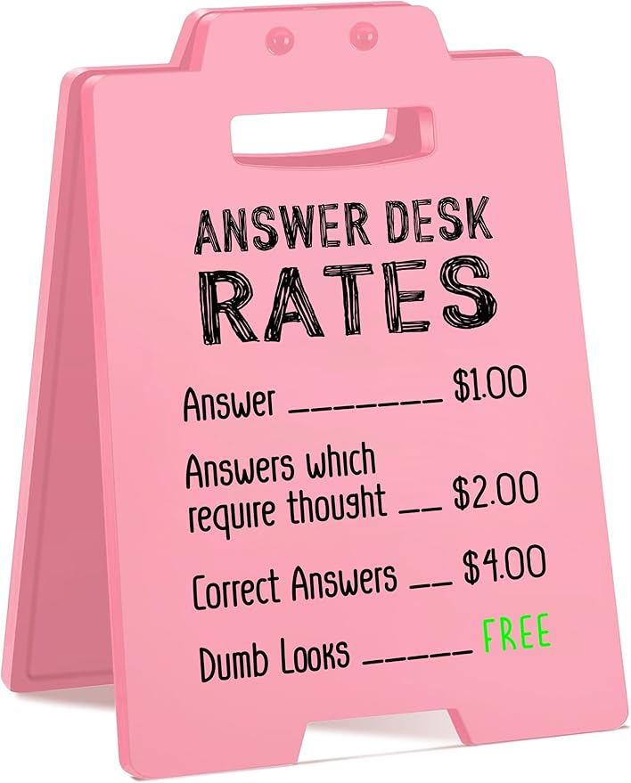 Amazon.com: Answer Desk Rates Sign Pink – Cute Funny Office Desk Decor ...