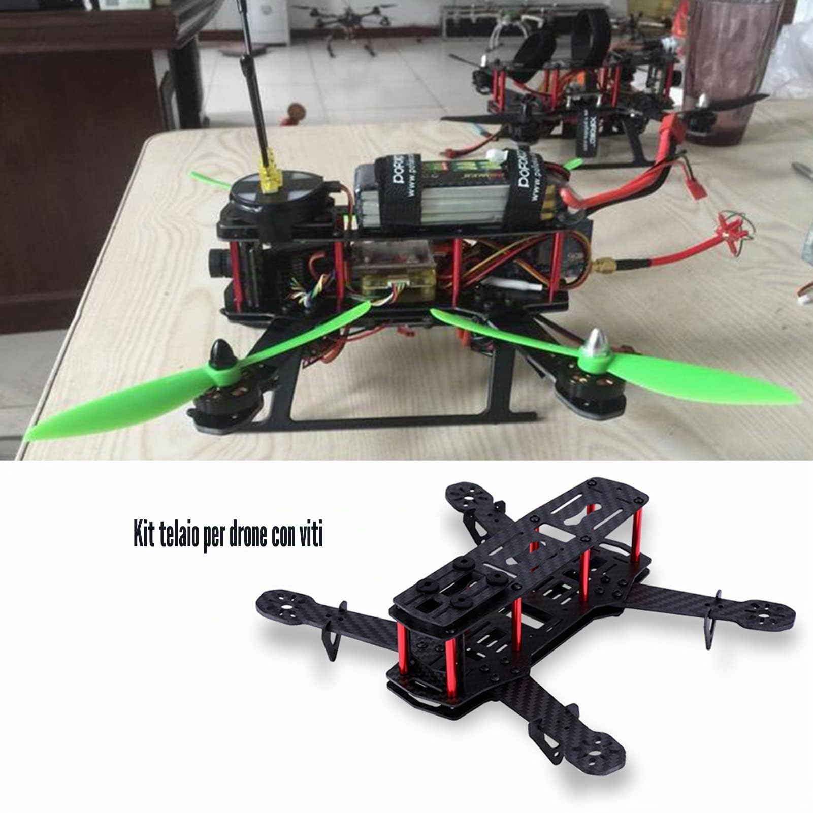 Kit telaio quadcopter, 250 mm FPV carbonio gara Drone telaio telaio aeromobili accessori per QAV250 Mini 4 assi FPV Drone (fibra di carbonio)