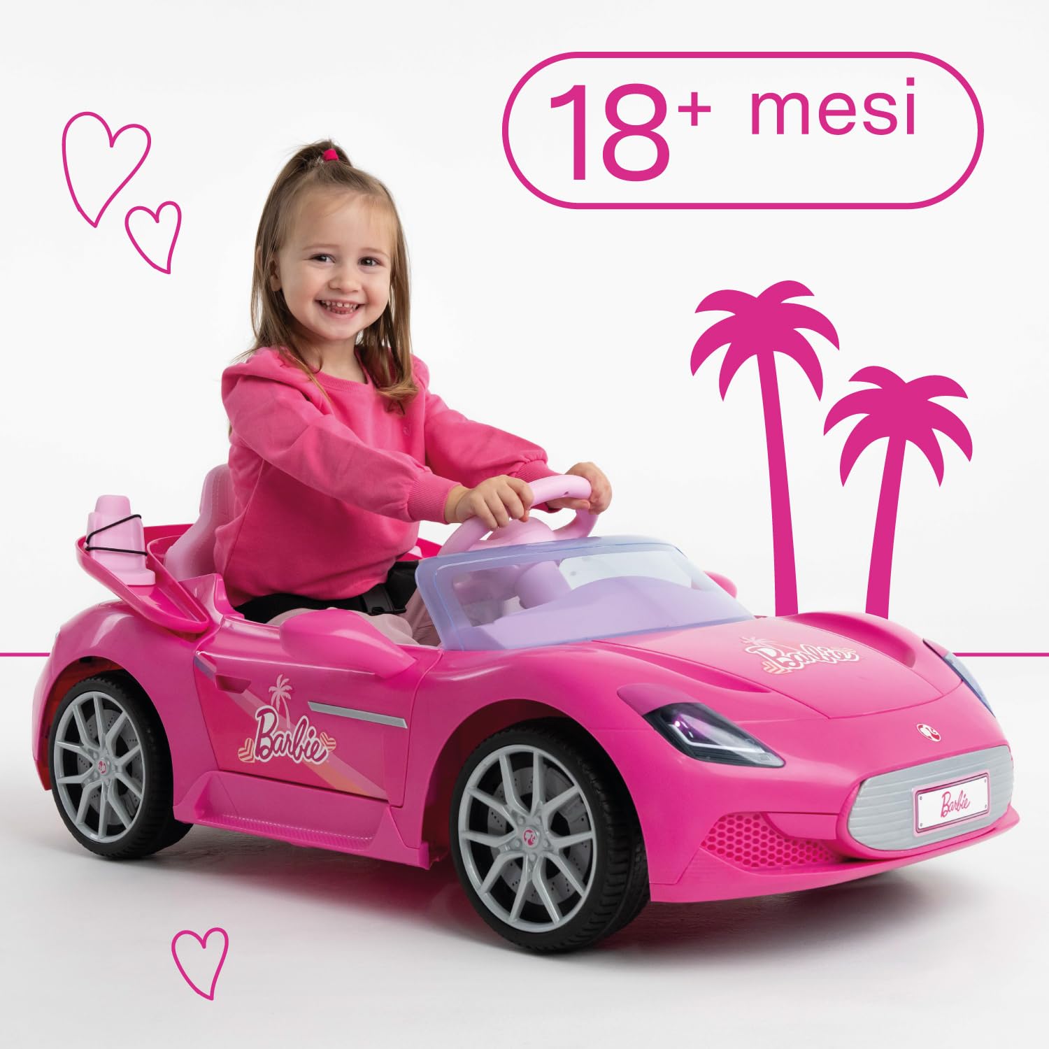 PEG Barbie RC Auto Elettrica Cavalcabile 12V per Bambini con Telecomando, Guida Manuale, Doppio Sedile per 2 Barbie, Portiere Apribili, Luci e Suoni, Età 18+ Mesi
