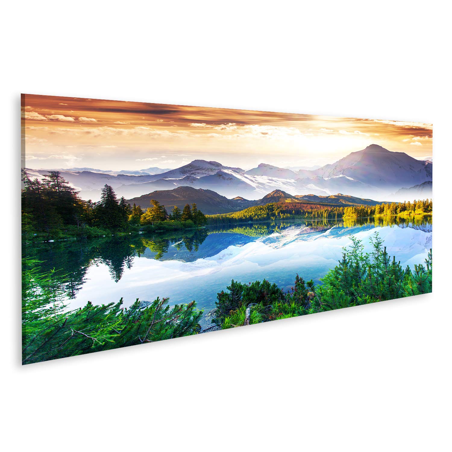 Toile imprimée lac fantastique cadre bois déco bureau moderne