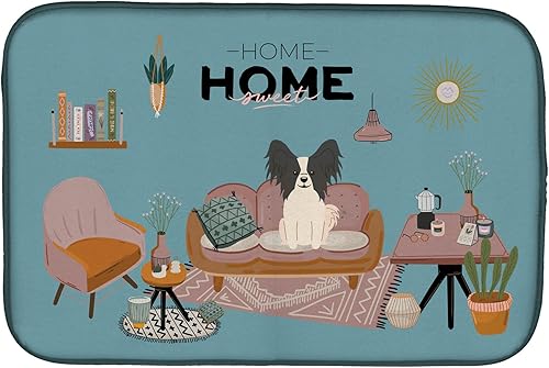 Miniatura 325 de Caroline's Treasures CK7824DDM - Tapete absorbente para secado de platos con diseño de bulldog inglés, rojo y blanco, para encimera de cocina, 14 x