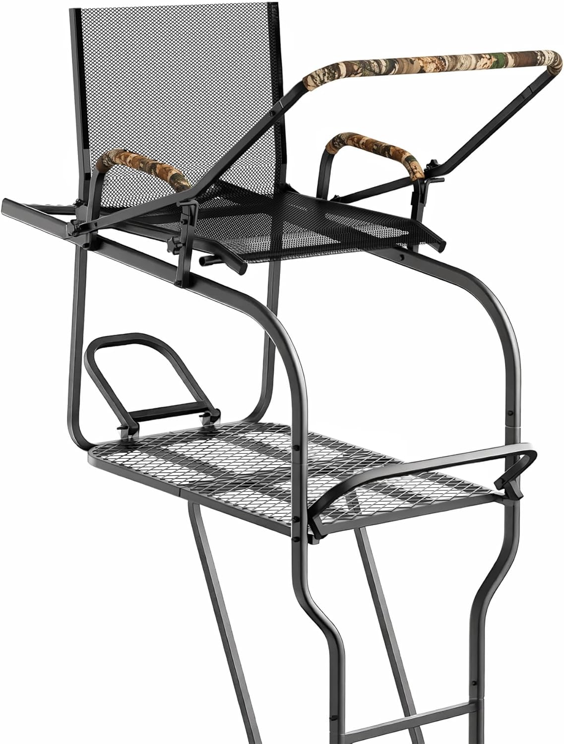 BODIOO Climbing Tree Stand, 18.7FT Ladder Stand, Hunting Tree Stand with Platform, Shooting Rail, Mesh Seat and Tree Attachment System, 300lbs Weight Capacity