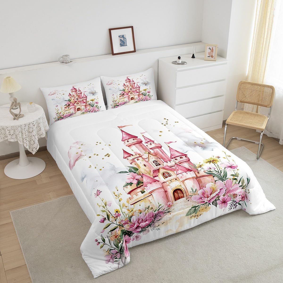 Feelyou Girls Castle Comforter Set Full Size for Kids Teens Girls Woman image 3