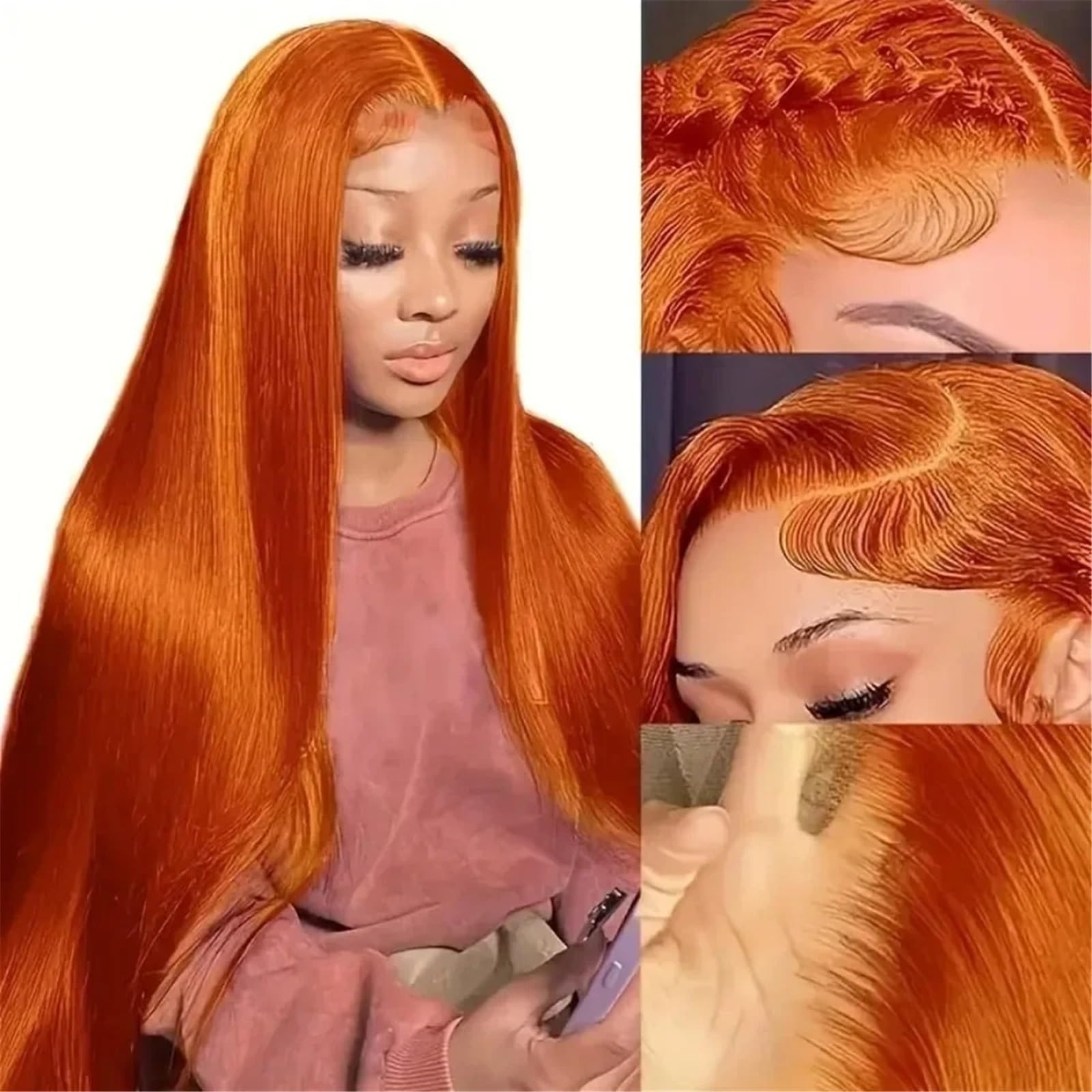 Mujer Pelucas de cabello humano liso Peluca frontal encaje HD 13X4(18inches)