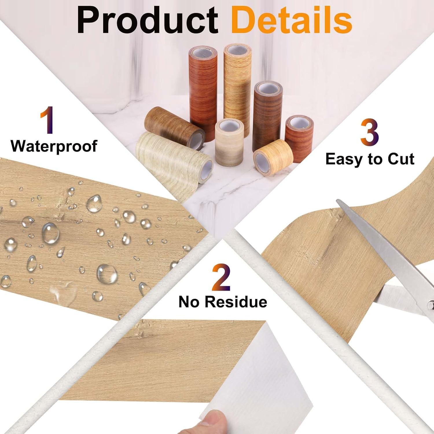 PATIKIL Wood Grain Tape 4.7" x 32 ft, Self-Adhesive Wood Texture Repair Tape Realistic Wooden Effect Patch for Furniture Cabinets Floor Walls, Birch