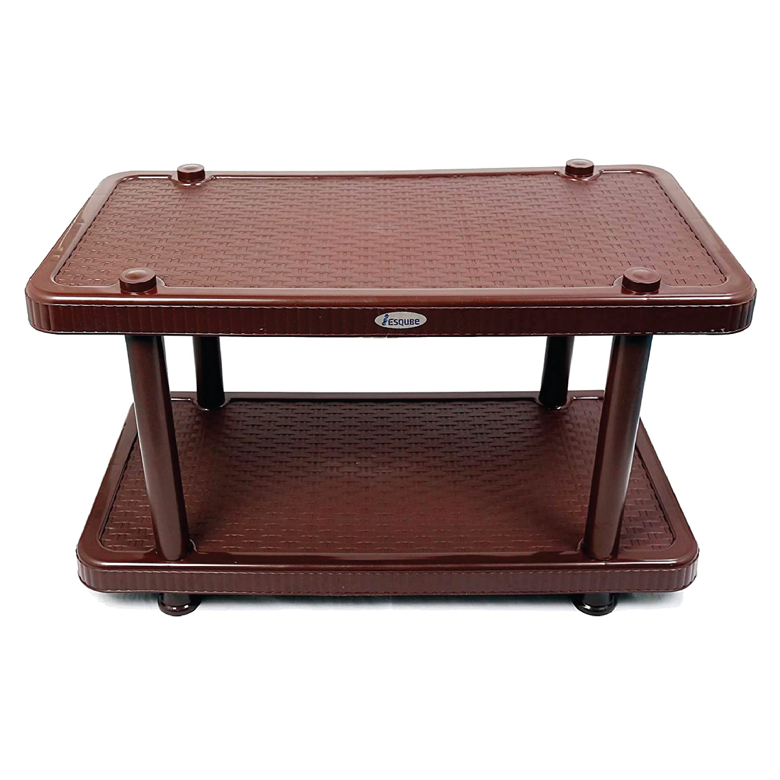 Esqube Coffee Table, Plastic Teapoy/Center Table, Matte Rattan Design (Brown)