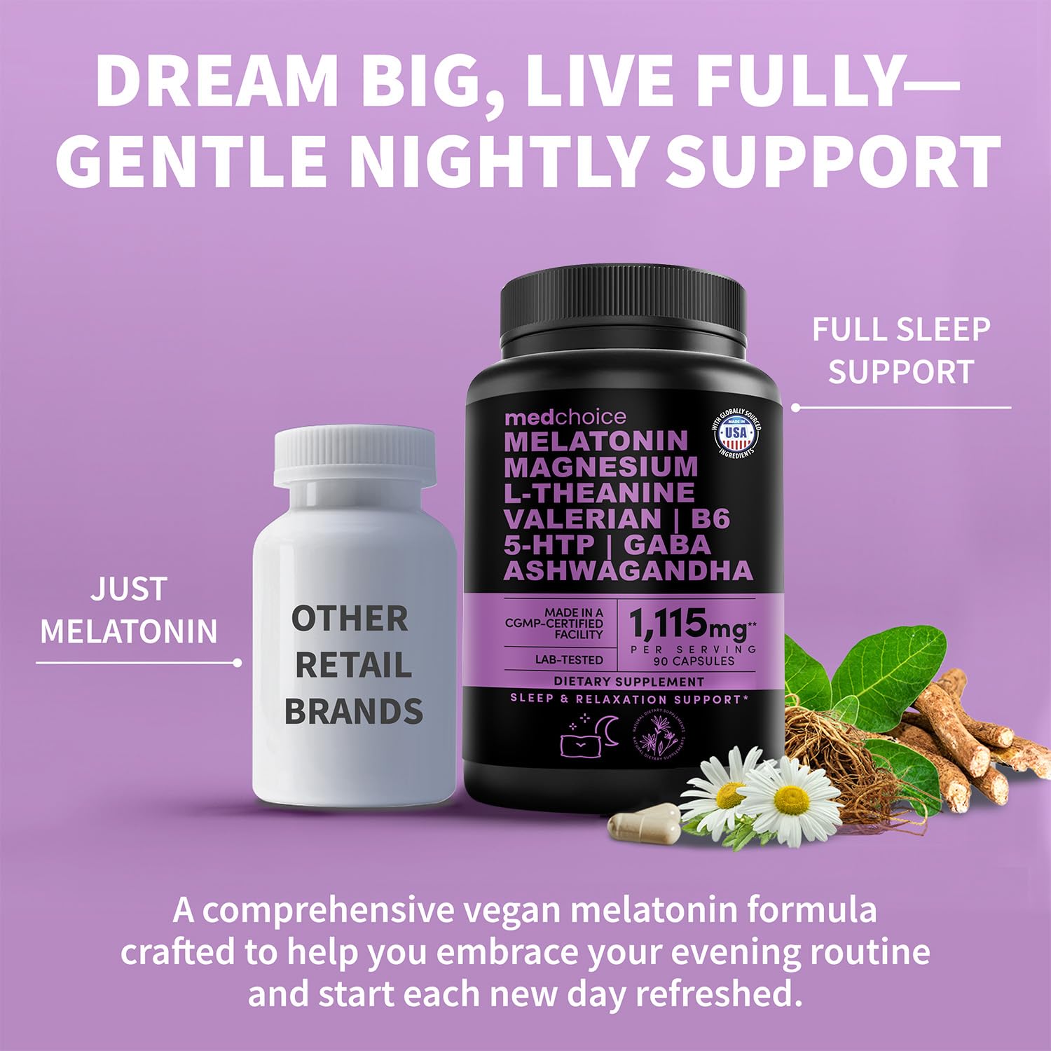MEDCHOICE 12-in-1 Melatonin 5mg Sleep Capsules with Magnesium, 90ct — Amazon image 2