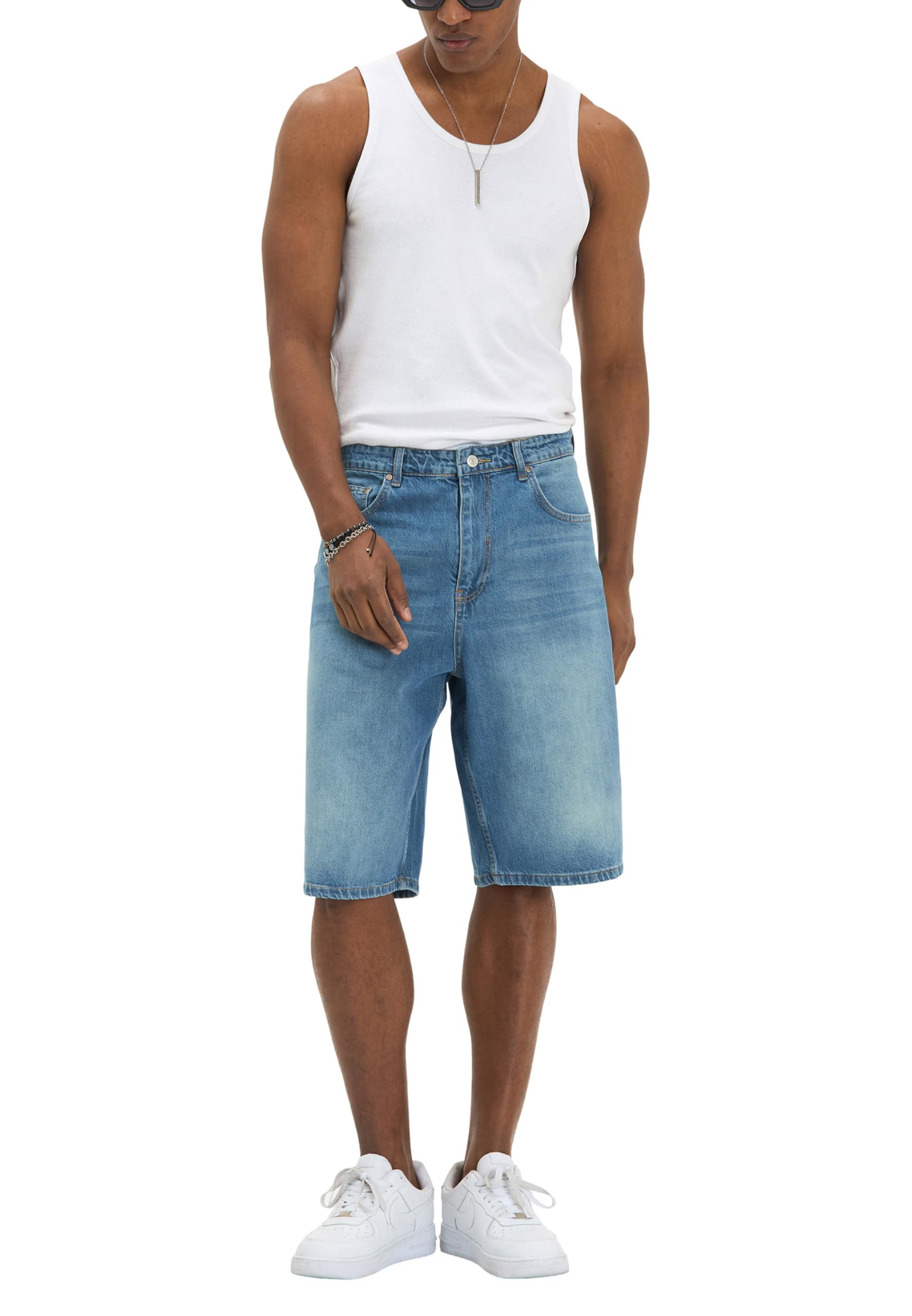 Redbridge Short en jean baggy pour homme - Short en denim large au look usé des années 90 - Bermuda décontracté en coton - Surdimensionné - Streetwear d'été