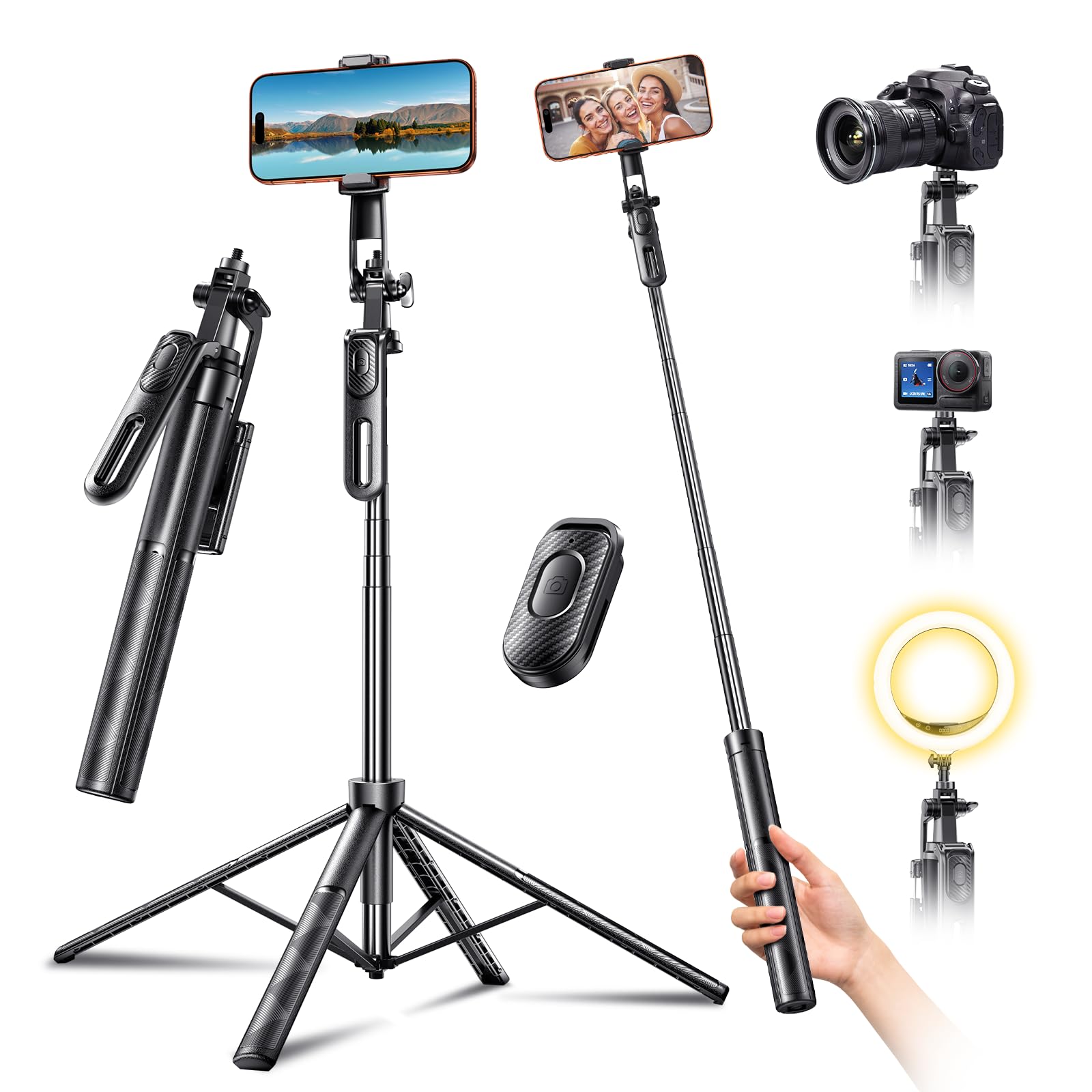 MAGIC JOHN 71 Phone Tripod Selfie Stick Cell Phone Tripod with Remote Tripods Stand for iPhone Travel Selfie