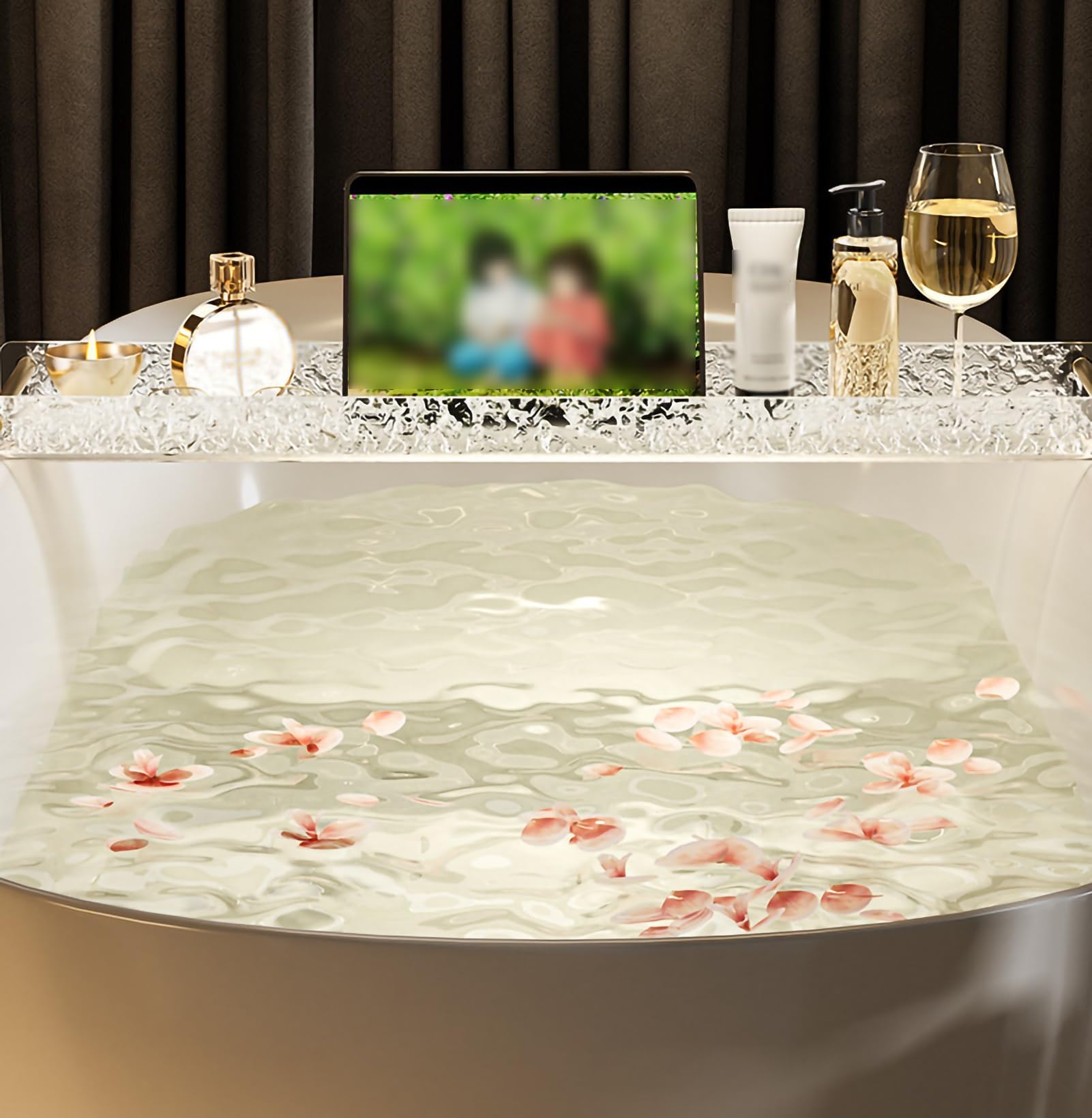 HOMEry - Bandeja de baño acrílica para accesorios de baño y accesorios de spa para una experiencia de baño relajante y relajante