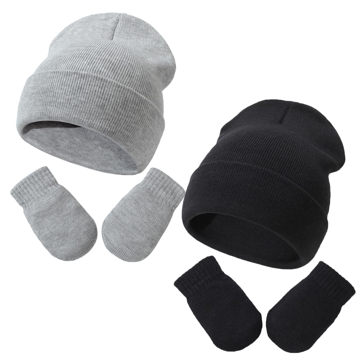 Baby Beanie Hat Gloves Set, Kids Winter Warm Knit Hat with glvoes,Toddler Soft Beanie for Little Boys Little Girls Children