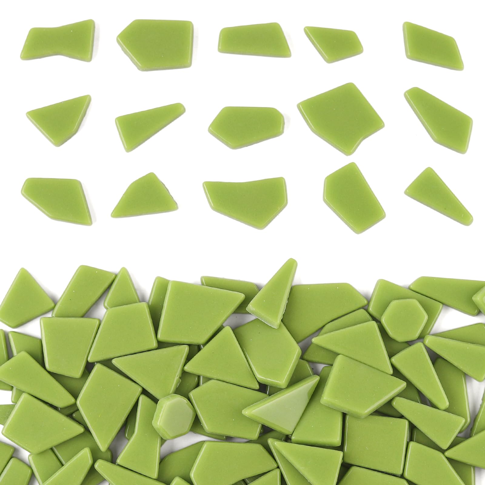 Youway Style Green Glass Mosaic Tiles for Crafts Bulk,200g Broken Glass Tiles for DIY Spring Mosaic Art Decor,Garden Mosaic Supplies