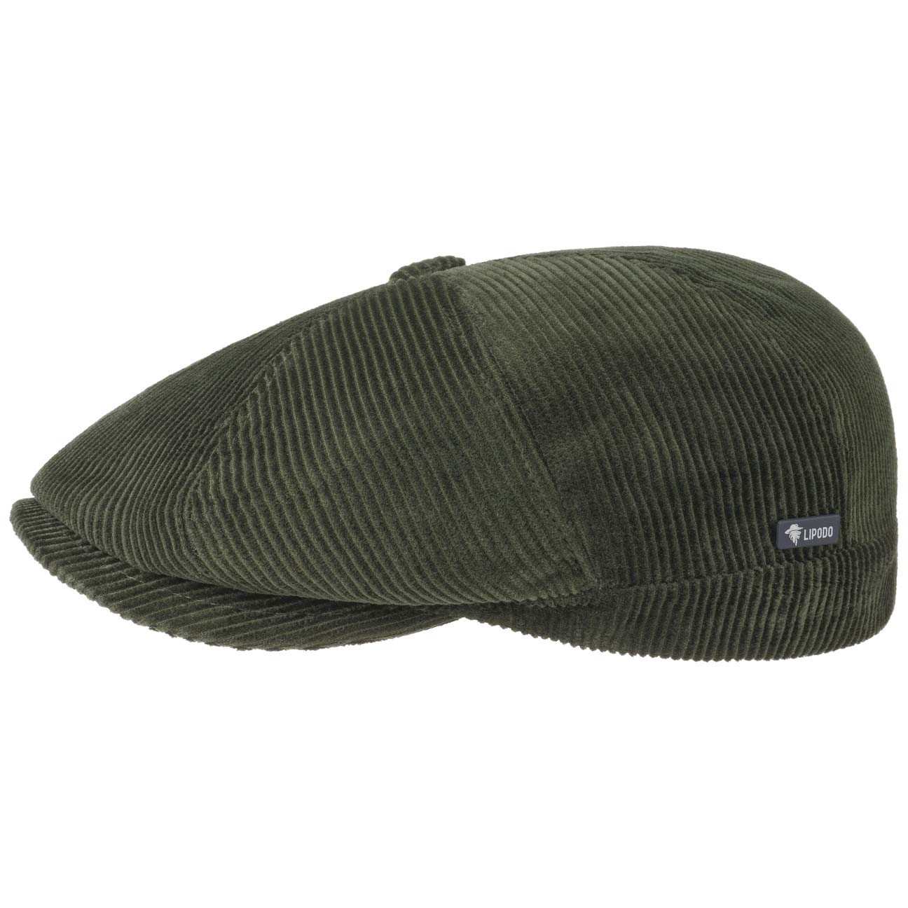 Lipodo 8-Panel Cord Flat Cap Italian-Made Ivy Cap Plain Color Peaked Cap Men Fall Winter Regular-Fit Lined