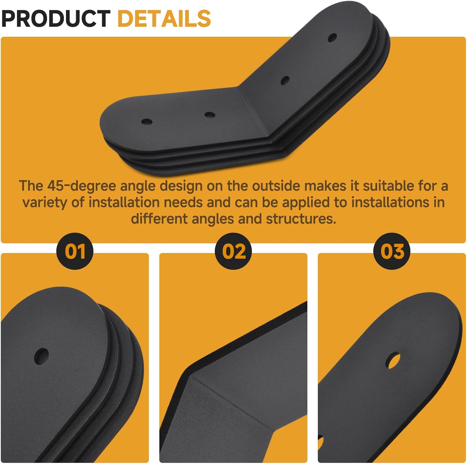 4-Pack 6" 45° Heavy-Duty Corner Brackets, 3mm Thick Steel L Braces with Pre-Drilled Holes, Rust-Resistant Powder Coating for Wood, Cabinets, Shelving, Furniture & DIY Projects