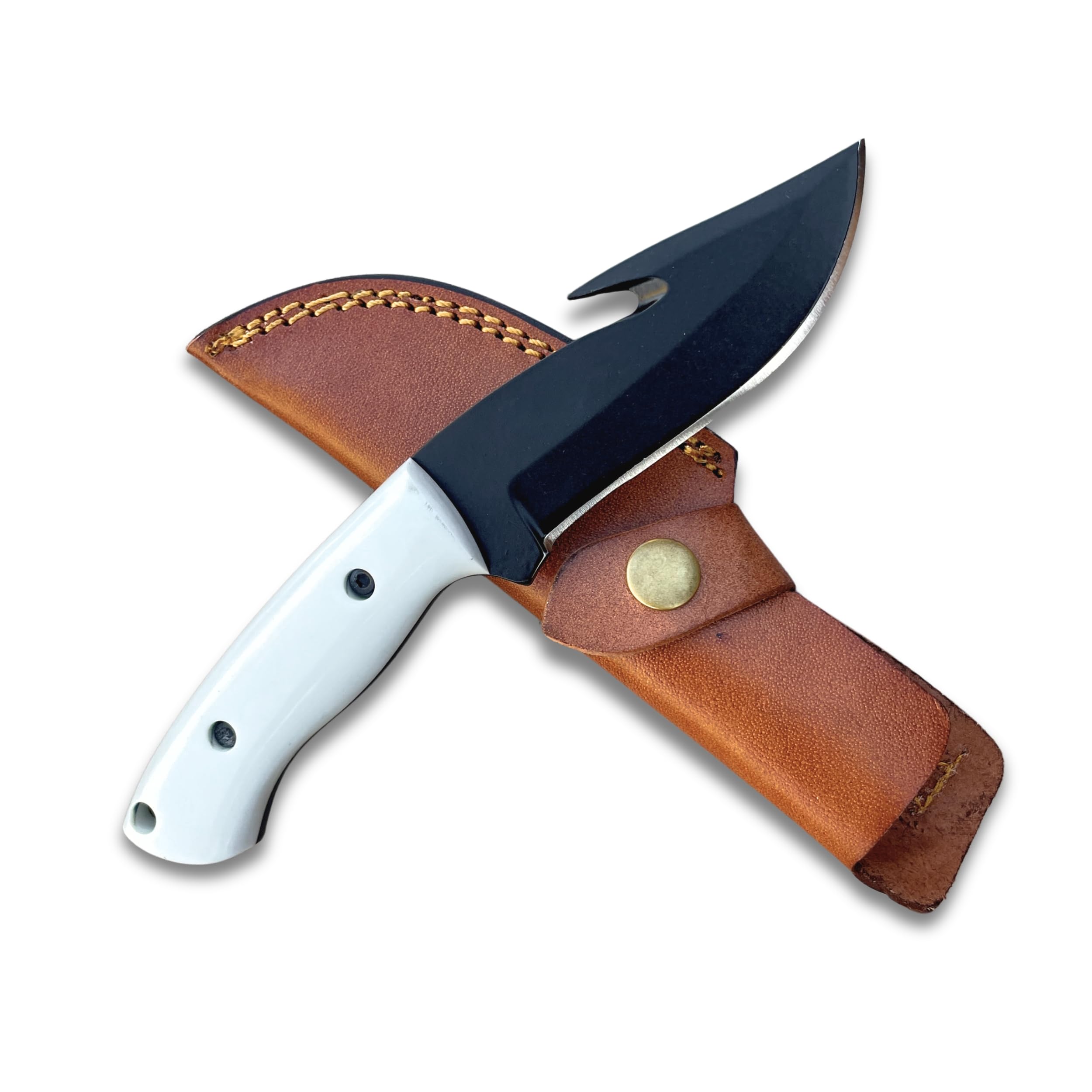 sami blades Handmade Cowboy Skinner Knife, 4 inches High Carbon Steel, Powder Coated Blade, 4