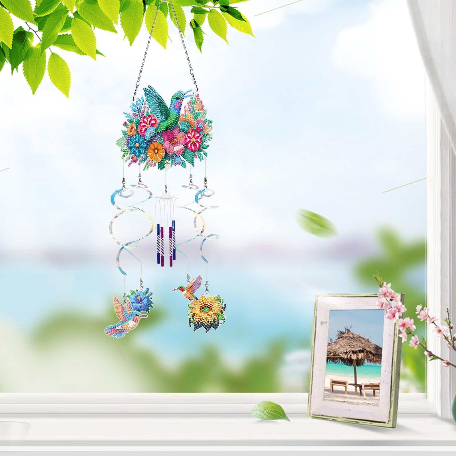 CXINLky DIY Diamond Art Painting Scacciapensieri Set di acchiappasole per pittura a diamante Set di ciondoli rotanti per finestre da giardino, 6 pezzi C