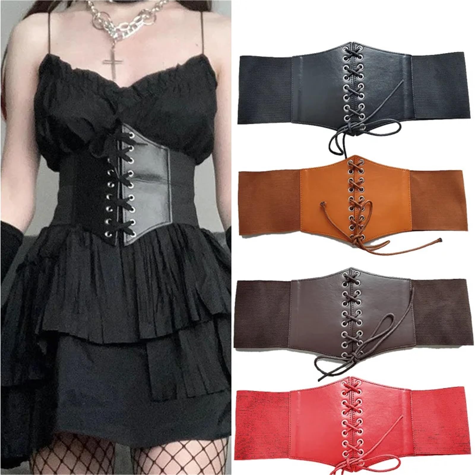 Ceinture large en cuir élastique for femme, idéale for les robes, le quotidien, sorties décontractées et tenues assorties Pour Femmes