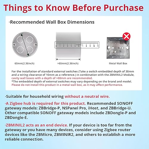 Miniatura 5 de SONOFF ZBMINIL2 Extreme Zigbee - Interruptor de luz inteligente (2 vías), funciona con Alexa, SmartThings Hub, Google Home y SONOFF ZBBridge-P,