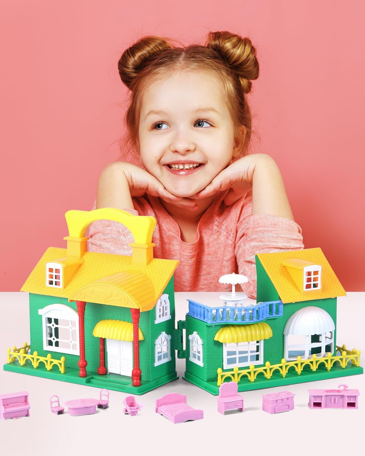 Play Nation Premium 10 Pcs Doll House for Girls with Furniture | Play Set for Girls | Role Play & Pretend Play Set for Kids | 3+ Years | Green & Orange (B0CQ4RXYFB) Amazon Price History, Amazon Price Tracker