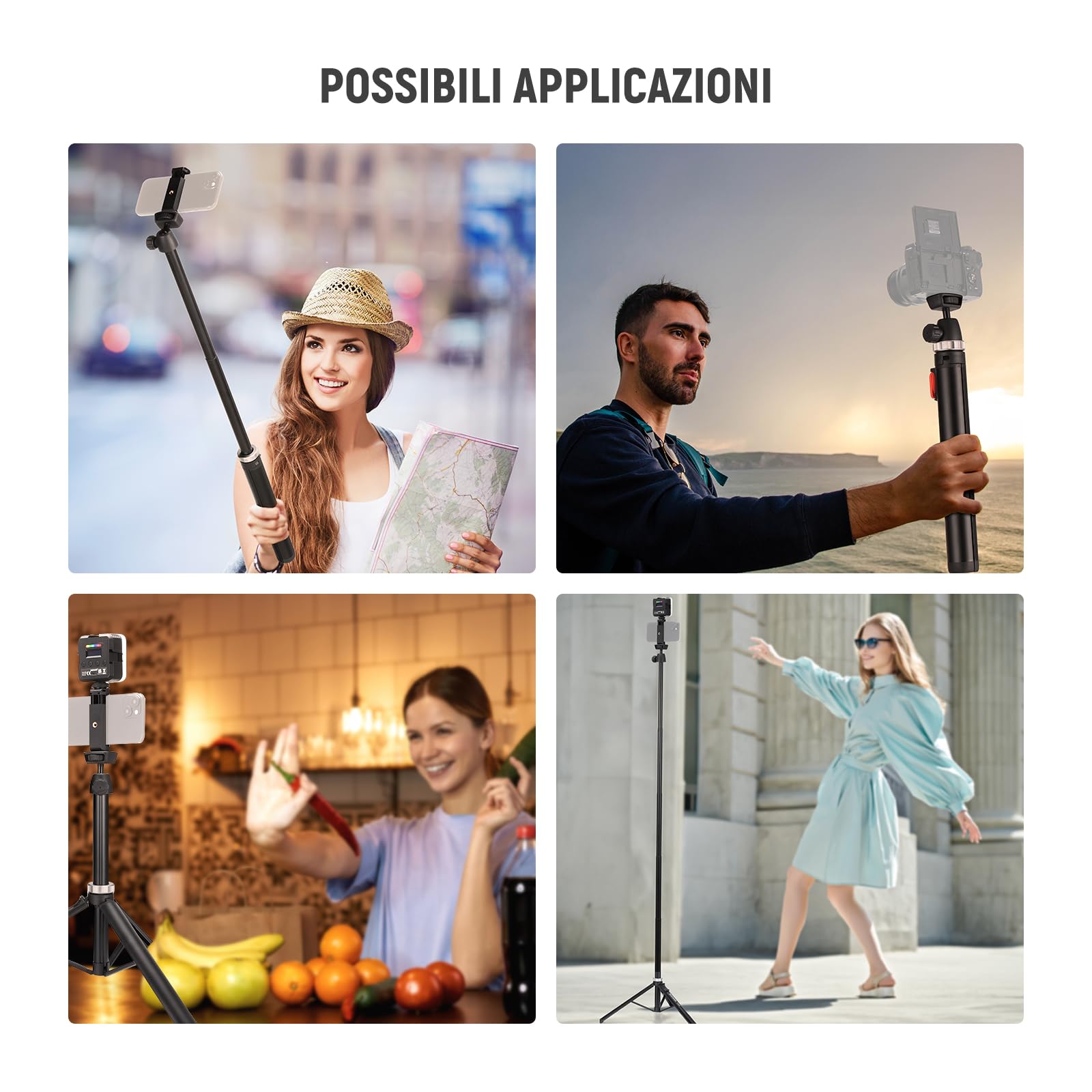 NEEWER Treppiede Telefono Fotocamera con Portacellulare e Telecomando, Cavalletto Selfie Stick in Metallo da 160cm per Video Vlog Viaggio Compatibile con iPhone Canon Sony Nikon, Panno Pulizia, TS05