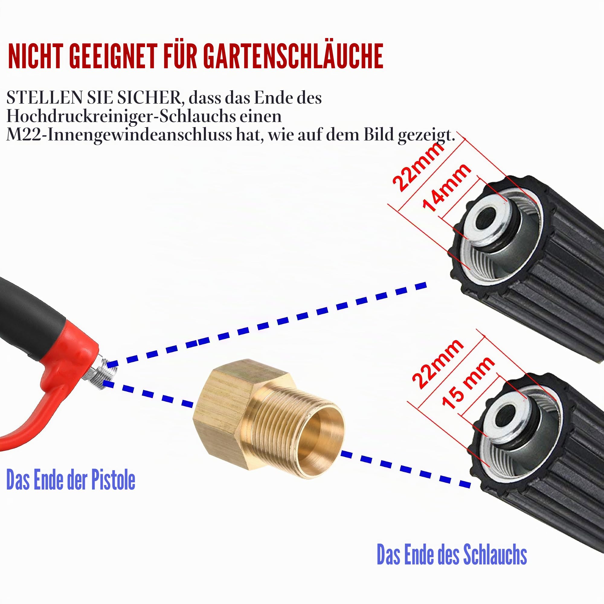 Tool Daily Hochdruckreiniger Pistole mit 40 Zoll Hochdruckreiniger Lanze, 345 bar (5000 PSI), M22 Anschluss, 5 Düsen