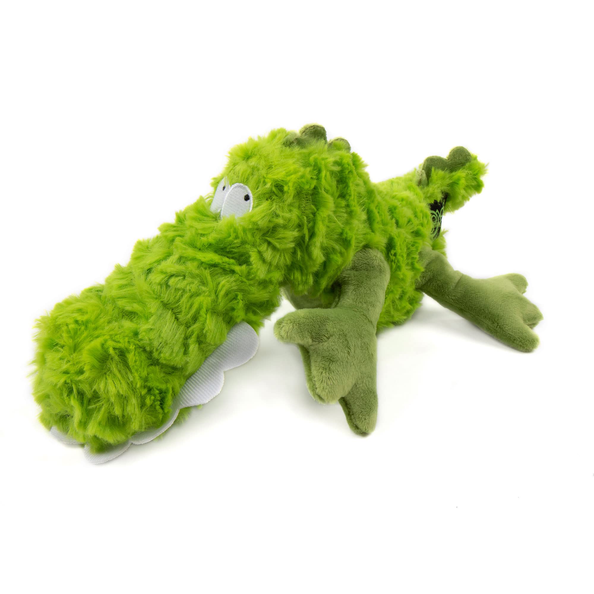 goDog PlayClean Gator Squeaky Plush Dog Toy with Odor-Eliminating Essential Oils, Chew Guard Technology - Green, Large