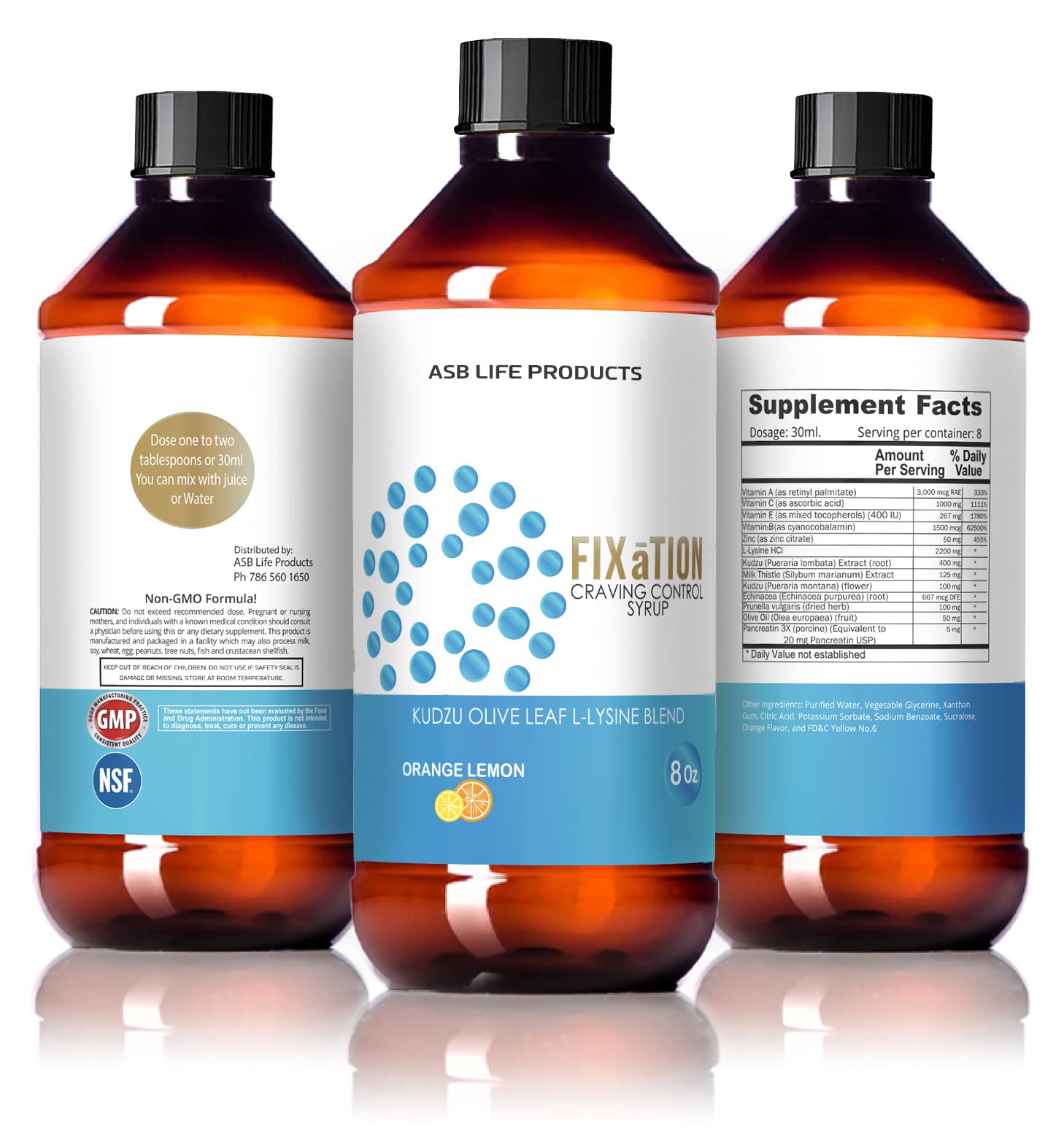 Fixation Syrup Anti-Alcohol Cravings Management Alcohol Support Kudzu Milk Thistle L-lysine Olive Leaf Pancreatin — Amazon image 4
