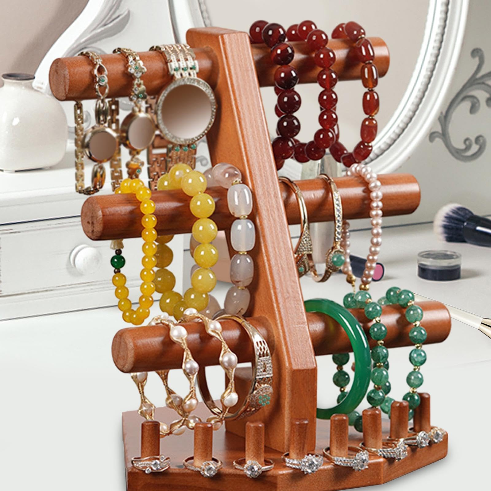 LOVIVER Support de Montre en Bois, présentoir de Montre pour Hommes, Support de Rangement de Bracelets de Montre de comptoir pour la Vente au détail, Cadeaux