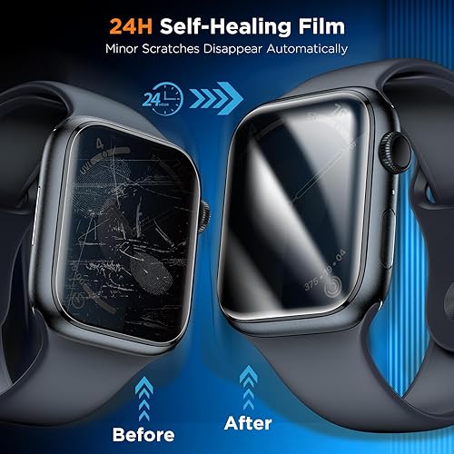 Miniatura 43 de LK Paquete de 8 protectores de pantalla para Apple Watch de 1.732 pulgadas Series 6/5 SE2 [película suave mejorada] [autorreparación] película