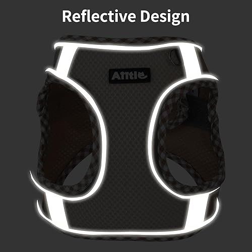 Miniatura 6 de AIITLE Arnés para perro pequeño, arnés sin tirones con correa para mascotas, arnés ajustable para perro con malla transpirable, chaleco reflectante