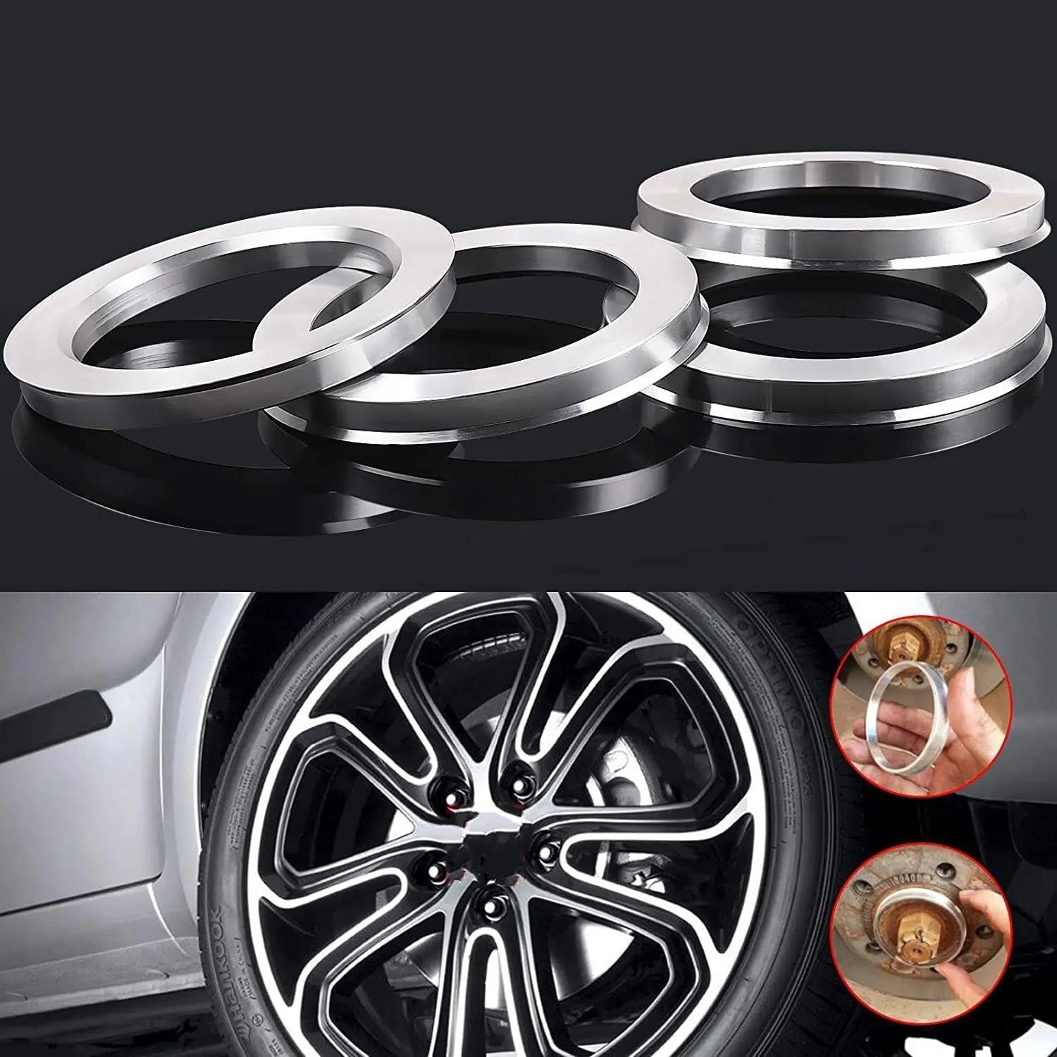Wheel Spacer 4pcs Car Hub Centric Rings Wheel Bore Center Spacer 54.1-52 56.1-54.1 .6-56. 57. 1-56. 58(57.1-56.1)