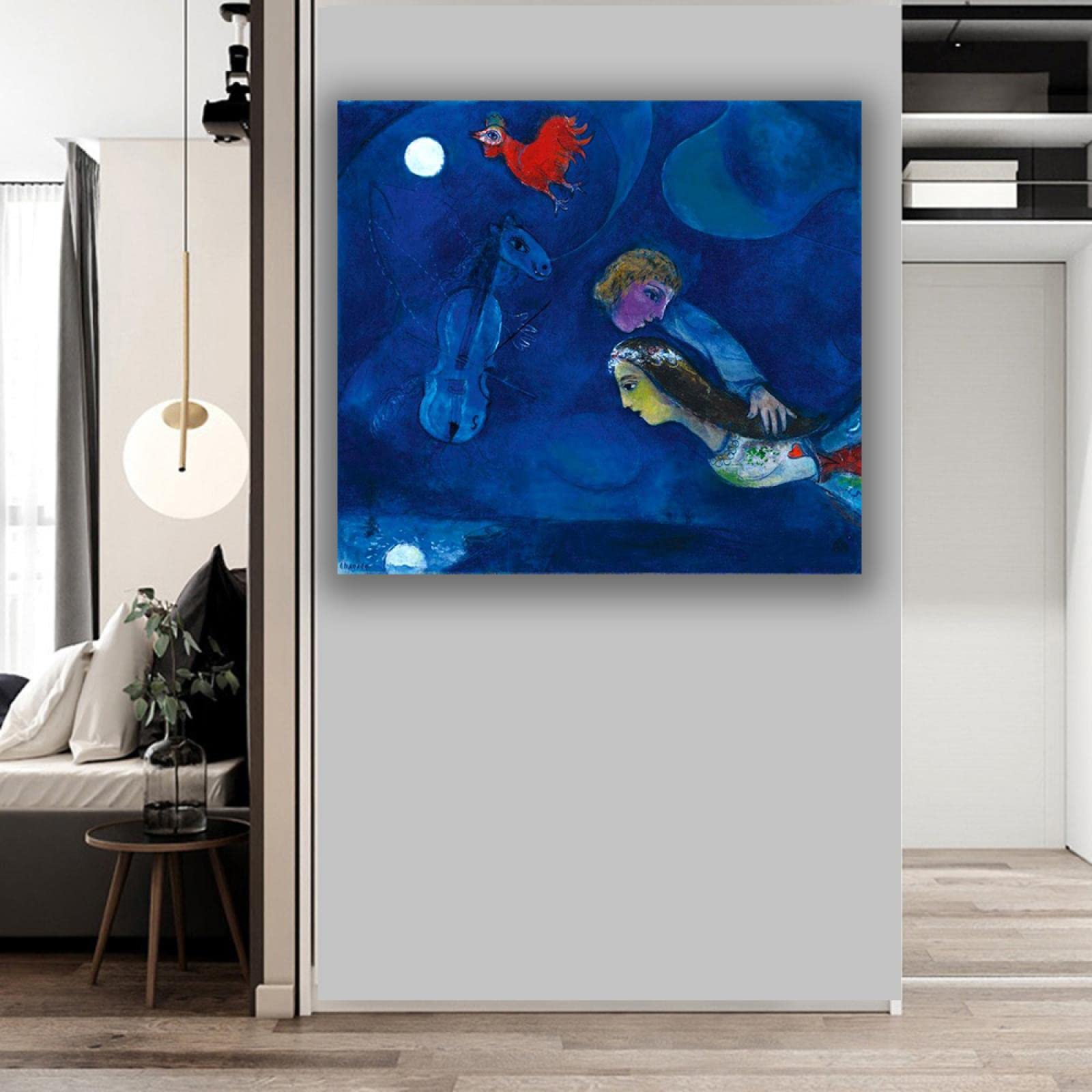 Emoldurado - Coq Rouge Dans la Nuit por Marc Chagall-Picture On