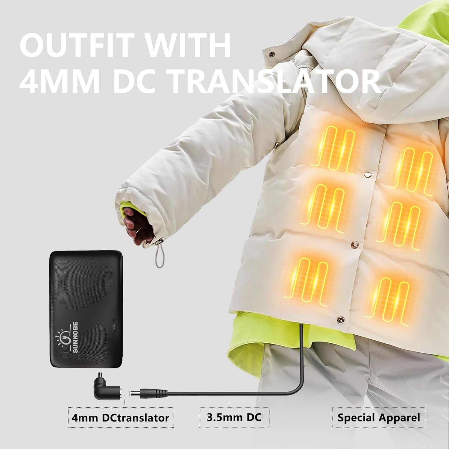 7.4V 16000mah Heated Vest Battery Pack Compatible with DC 3.5/3.8/4mm, 3 Output with LED Display for Heated Vest & Jacket (Suit for 7.4v and 5V Heated Clothing) - Image 3