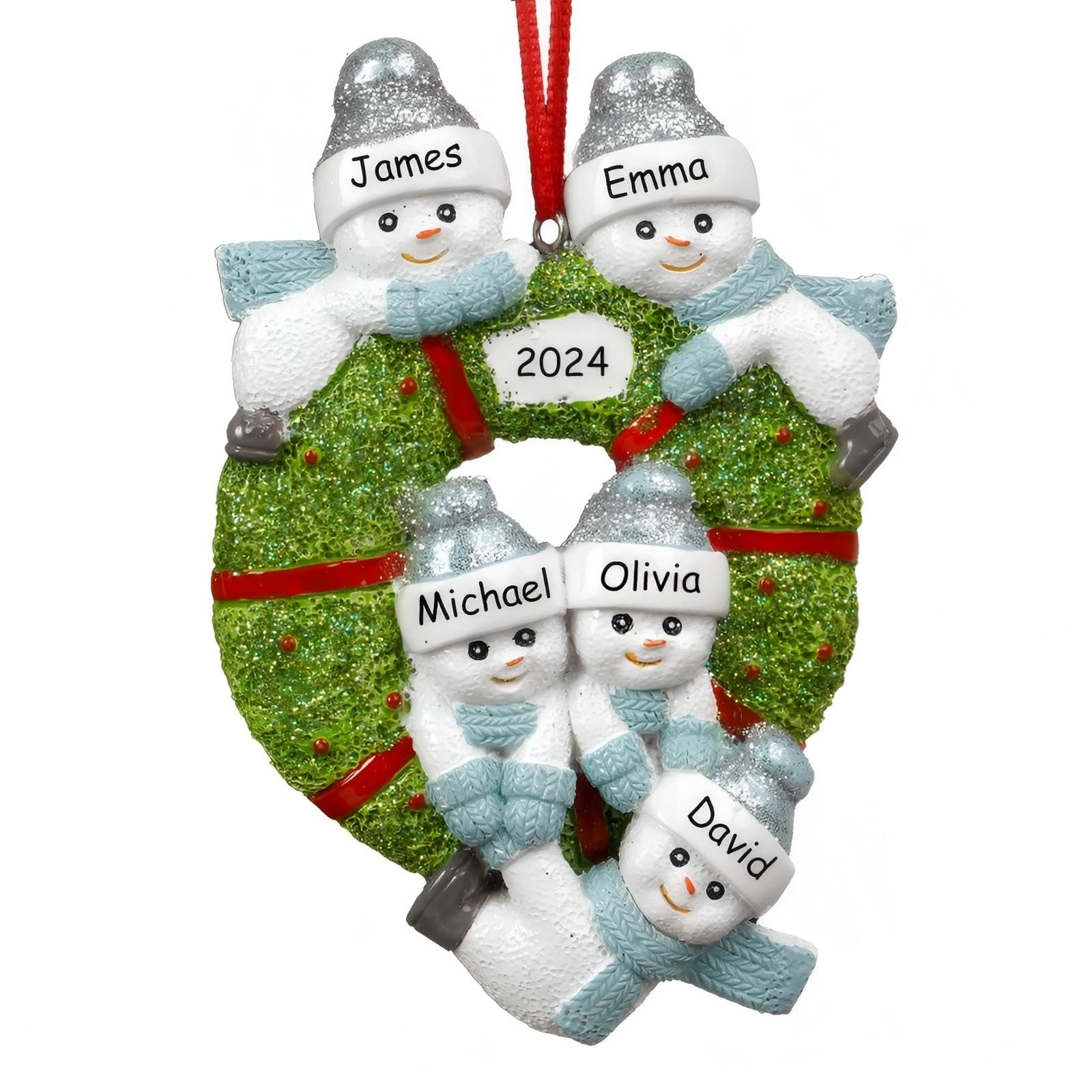 iDIY Bolas de Navidad Personalizadas - Nombres y Año Grabados - Adorno Navidad Personalizado para Familias - Detalles Navidad en Resina Premium - Familia de 5