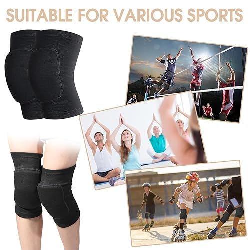 Miniatura 3 de Lenwen 12 pares de rodilleras de voleibol para bailarines, rodilleras transpirables para hombres, mujeres y niños, rodilleras negras para voleibol,