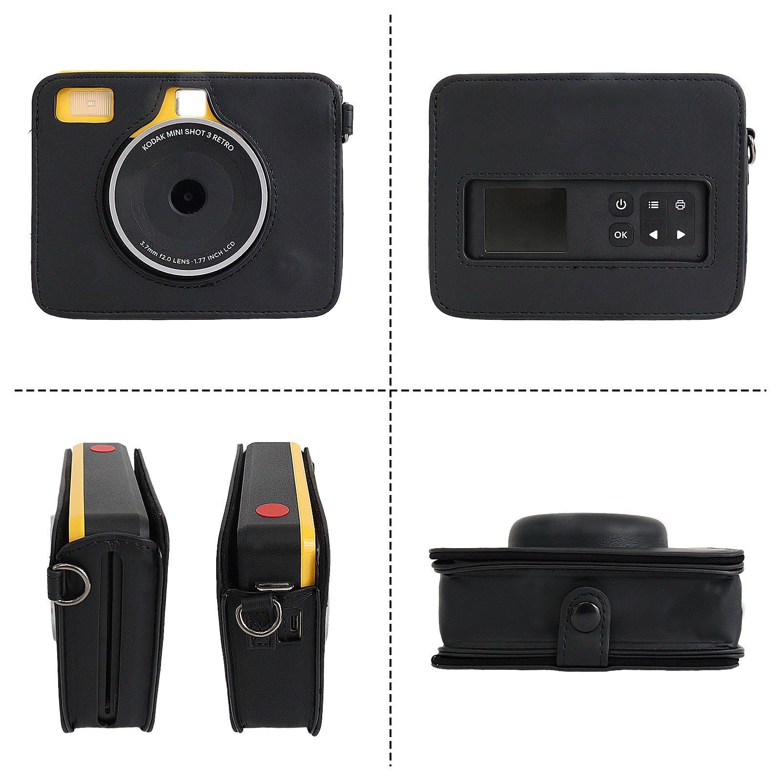 Rieibi Custodia Retro per Kodak Mini Shot 3 (Nuovo Modello), Custodia Protettiva in Pelle PU per Fotocamera Kodak Mini Shot 3 Retro C300R 2-in-1 Nuovo Modello/Stampante Istantanea Portatile con
