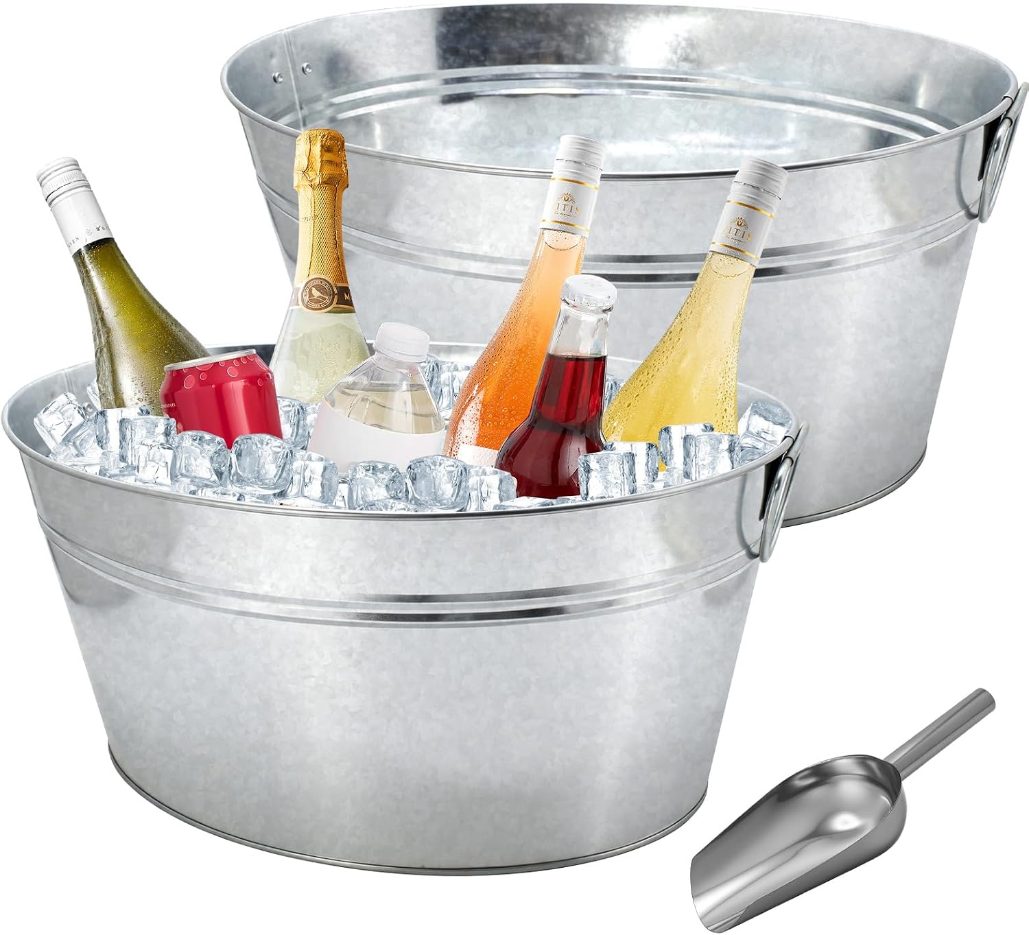 4 Gallon Galvanized Tub Ice Buckets for Parties Portable Beverage Tub