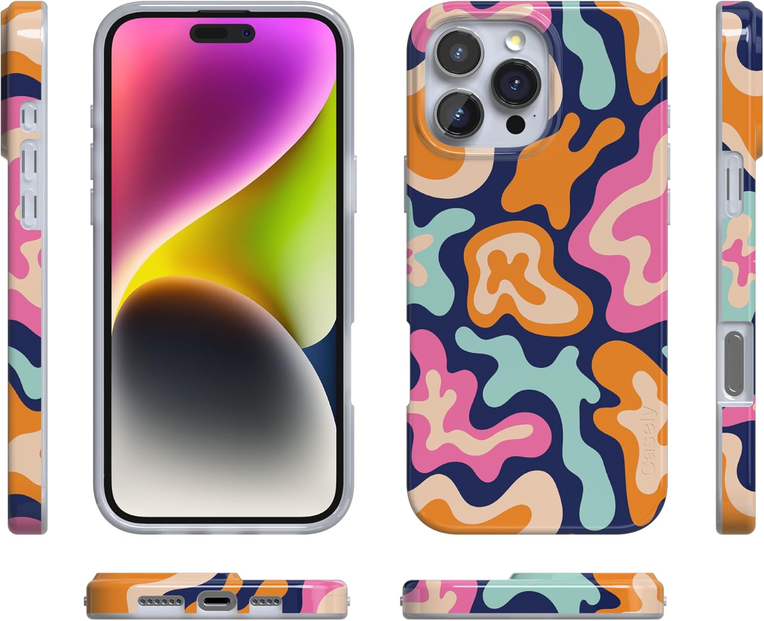 Casely iPhone 16 Pro Case | Midnight Color Splash | Abstract Retro | Compatible with MagSafe | Classic Ultra Slim Design