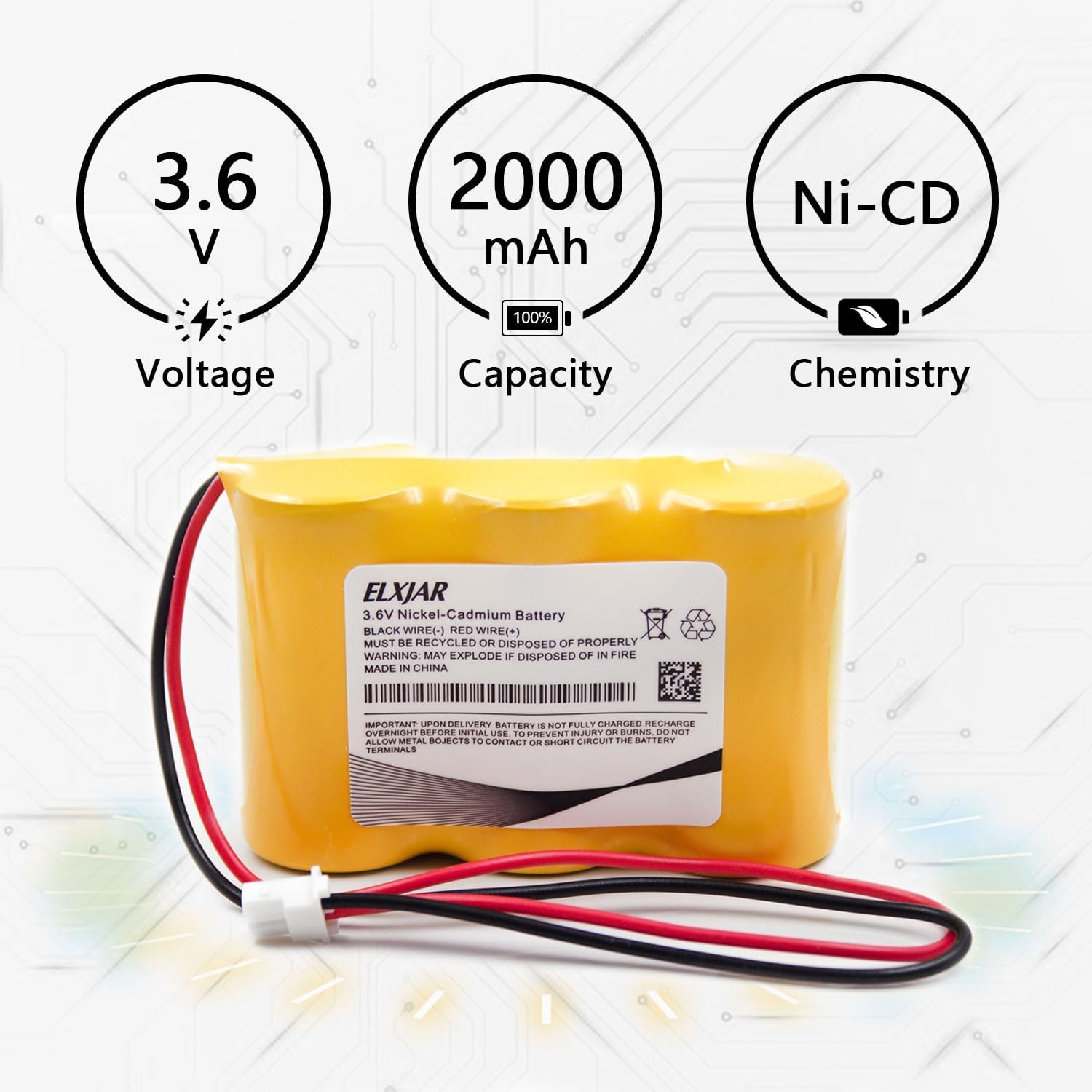 (2-Pack) 3.6V 2000mAh Ni-Cd Battery for NABC B15SC03 image 4