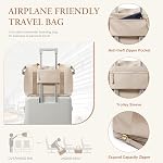 VININE Expandable Duffle Bag for Women, 28L to 40L Large Capacity Carry On Travel Bag, Waterproof Weekender Overnight Gym Bag for Beach Camping Business Trip, Fits Under Airline Seat Beige