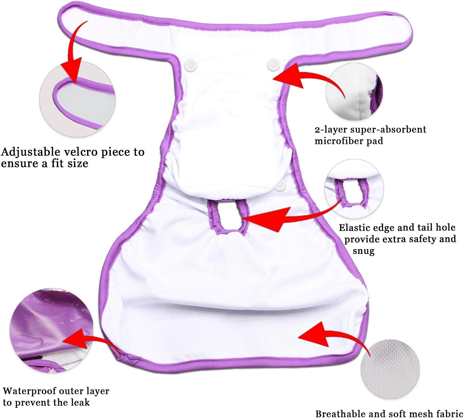 Teamoy Reusable Female Dog Diapers with Inserts (Pack of 4), Doggie Diaper Liners Period Pants for Dogs in Heat & Incontinence, Super-Absorbent, XL