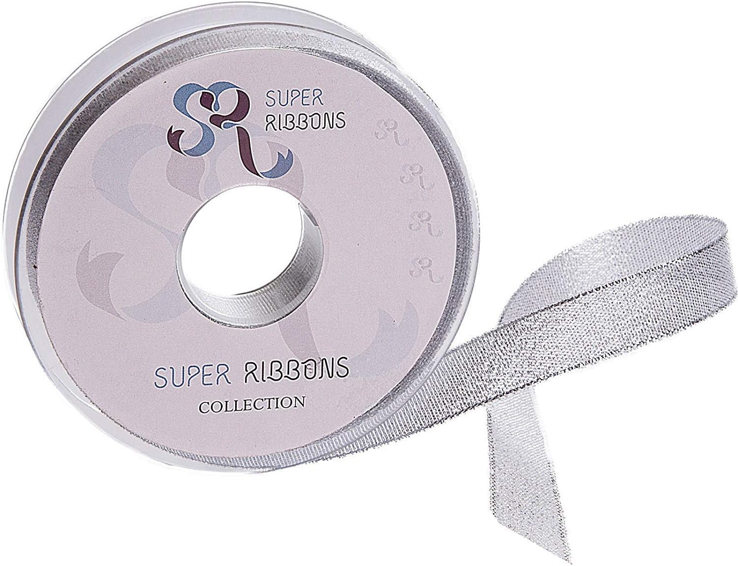 SR SUPER RIBBONS®™- Full Reel 38mm Double Faced Satin Ribbon, 20 Metres on Reel - Silver(Lurex), 38mm x 20m - Image 3