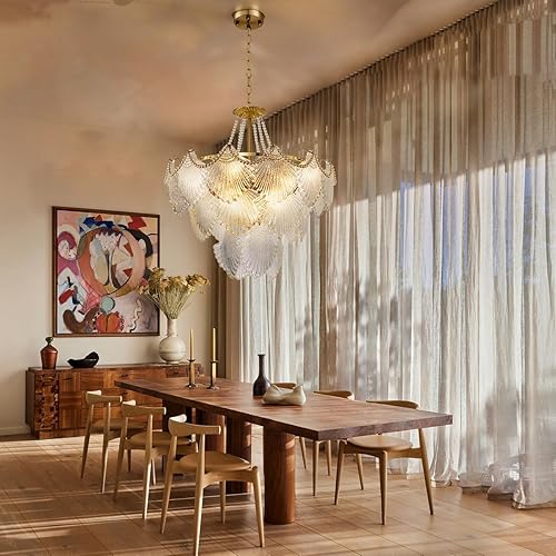 Miniatura 4 de A Million Lámpara de araña moderna de cristal K9 de 24 pulgadas, lámpara de techo empotrada, lámpara de techo con control remoto, 5 bombillas E14,