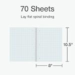 Oxford Spiral Notebook 2 Pack, 1 Subject School Pads, 3-Hole Punch, 5 x 5 Inch Graph Paper, 8-1/2 x 10-1/2 Inches, Black Covers, 70 Perforated Sheets (65214)