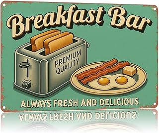 Breakfast Bar - Toaster & Sausage De Vintage Metal Sign，Poster Home Wall Decor, For Bedroom, Living Room, Bar, Restaurants,Etc.，Plaque12 X 8 Inch