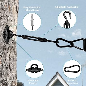 M6 Awning Attachment Set, Heavy Duty Sun Shade Sail Stainless Steel Hardware Kit for Triangle and Square, Rectangle, Sun Shade Sail Fixing Accessories