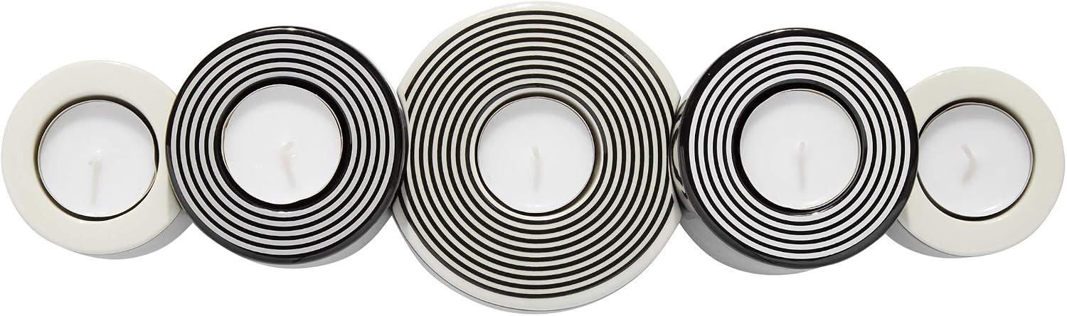 Now House by Jonathan Adler Mod Lines Modular Candleholder, Black and White