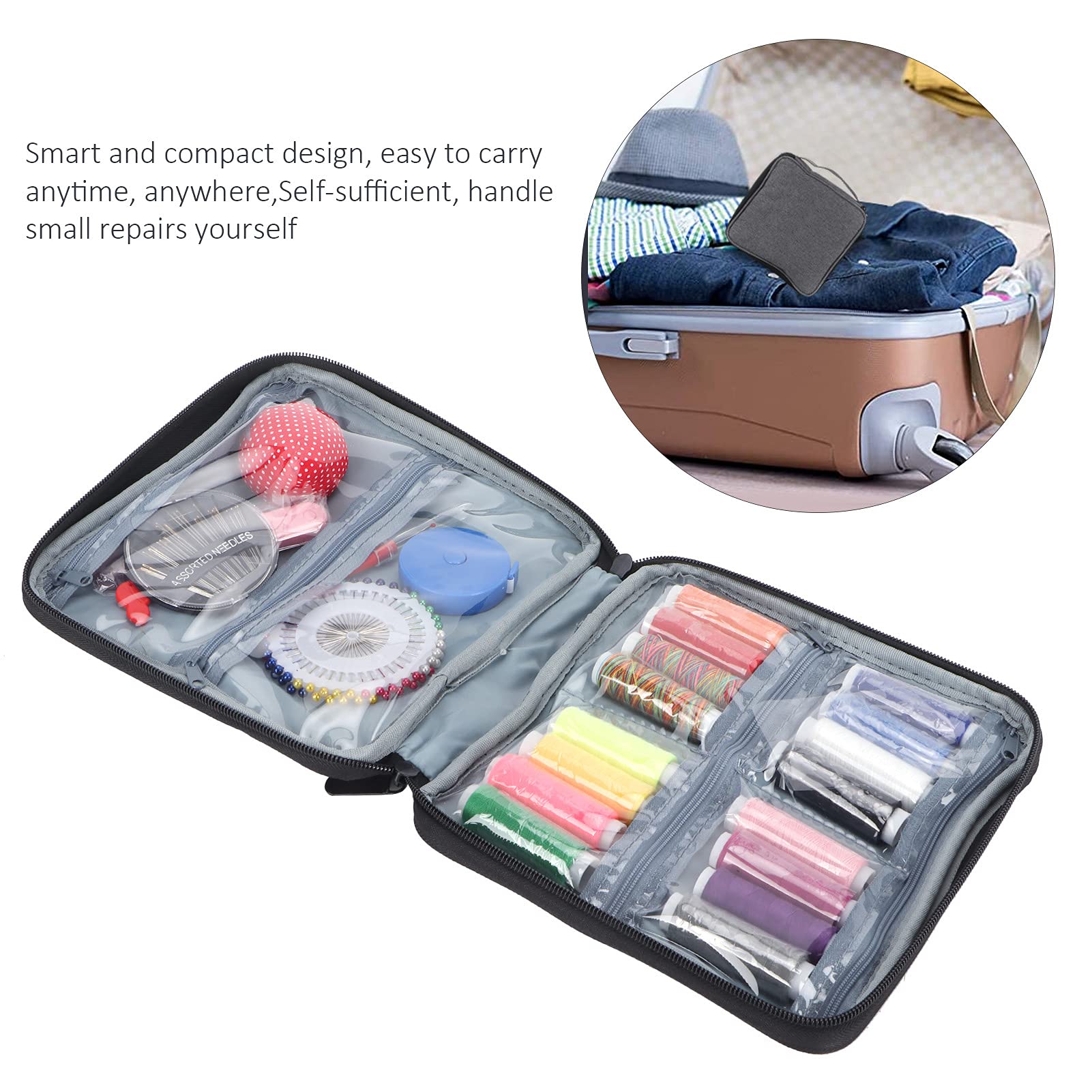 Mini Kit Da Cucito Portatile AUERVO - Set Viaggio Con Ago, Filo E Accessori Per Riparazioni Di Emergenza