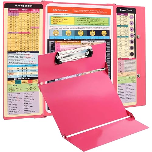 SC Printing World Nursing Clipboard with Medical Edition Cheat Sheets 3 Layers Nurse Clip Boards Notepad for Students, Nurses and Doctors, Pink